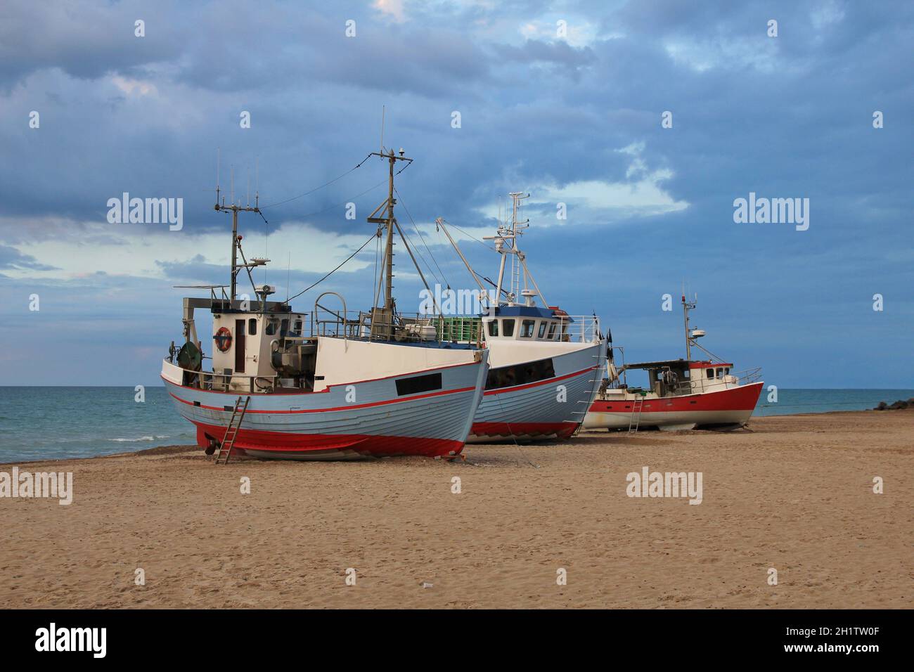 Fishing boat at Thorup Beach, Denmark Stock Photo Alamy