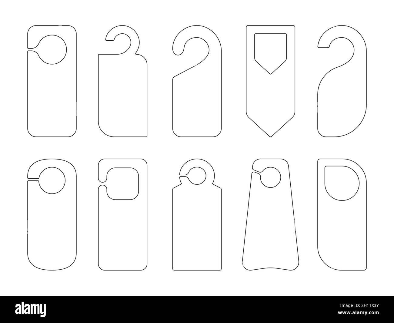 Hotel door hanger tags outline template icon signs set flat style design  vector illustration. Empty door flyer or do not disturb mock up isolated on  w Stock Vector Image & Art -