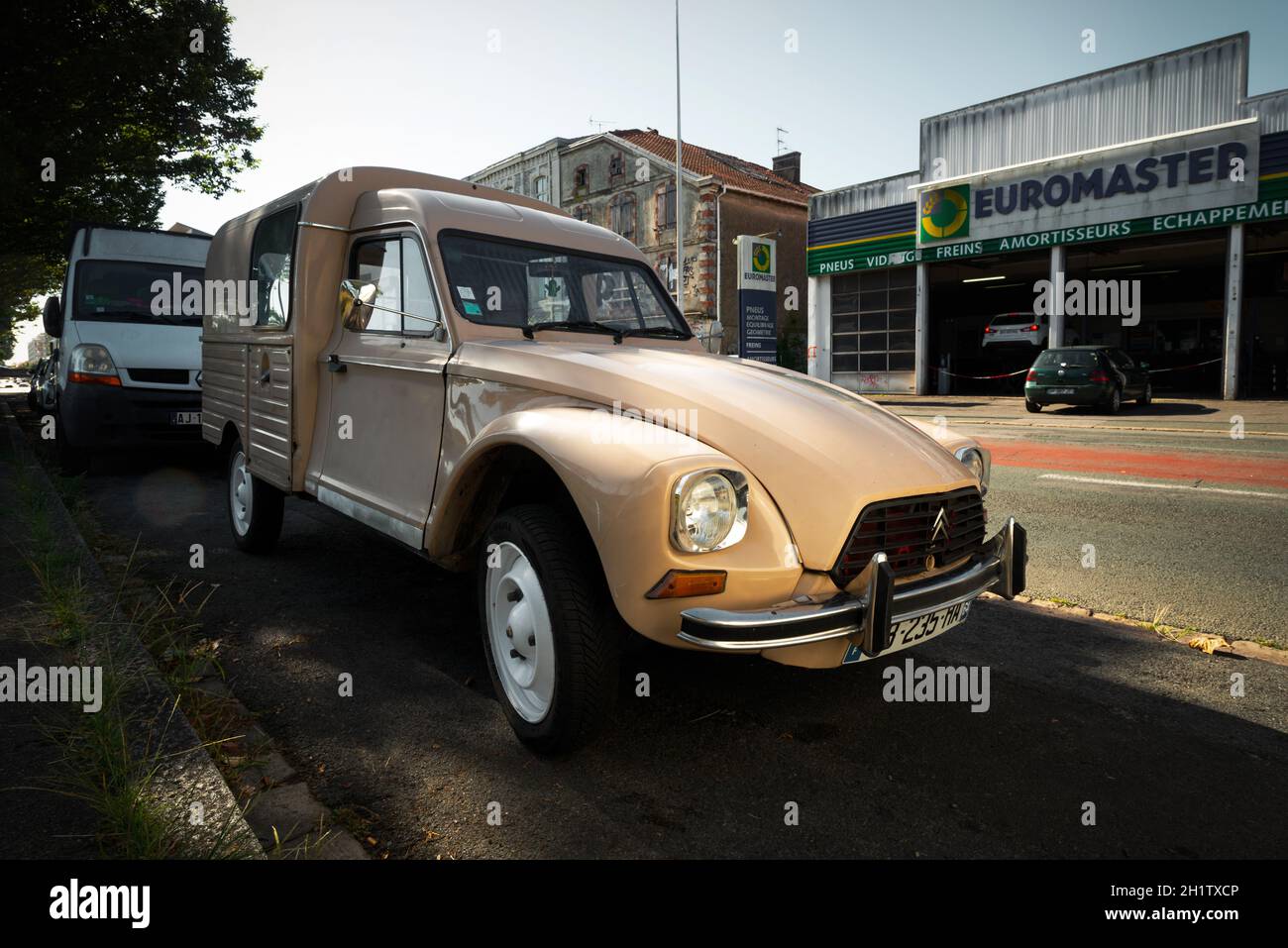 BAYONNE, FRANCE - CIRCA AUGUST 2020: A Citroen Acadiane parked in the street. It is a vintage small commercial vehicle. Stock Photo