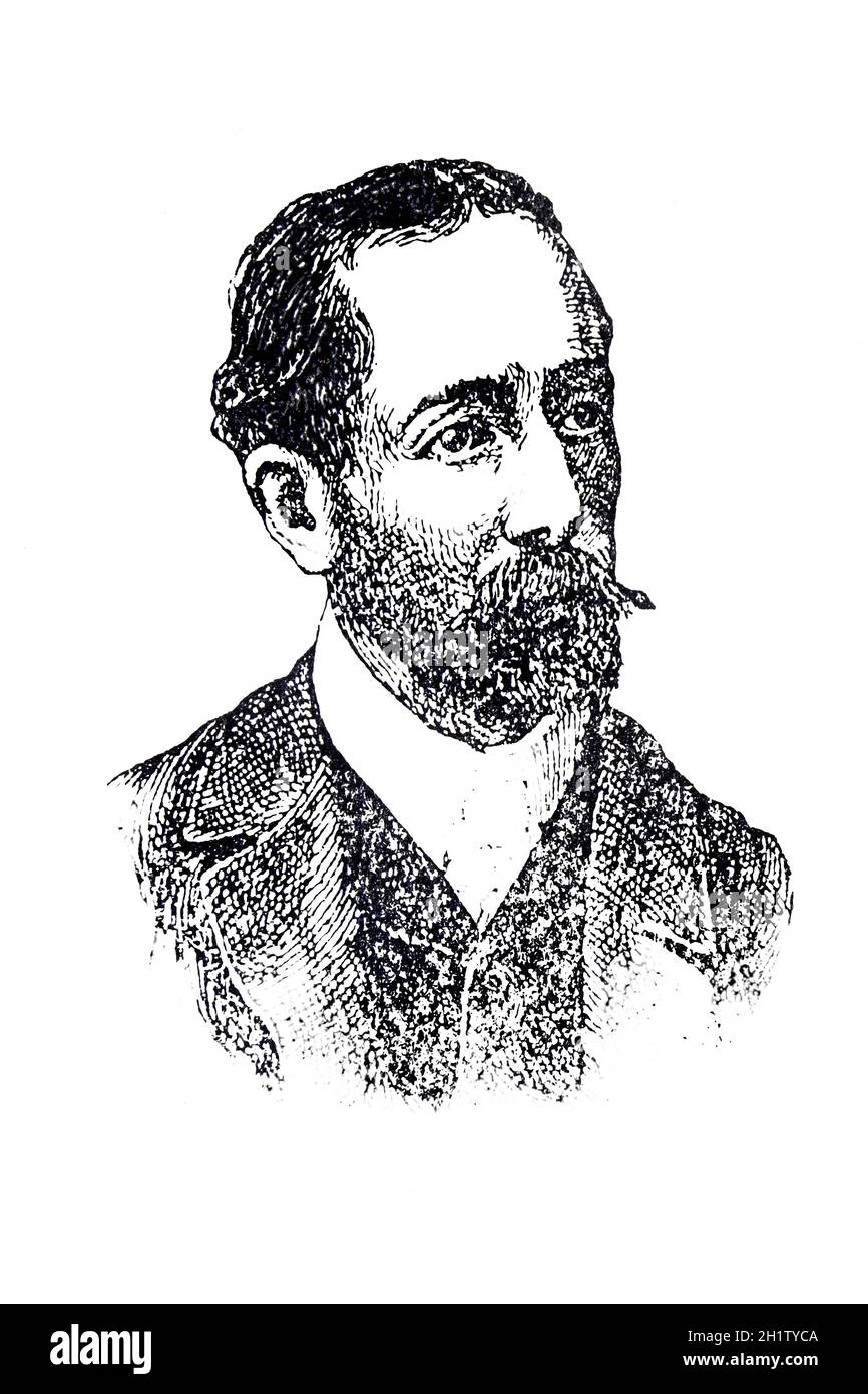 Amado Nervo portrait. Mexican poet, journalist and educator. Unknown artist engraving Stock Photo