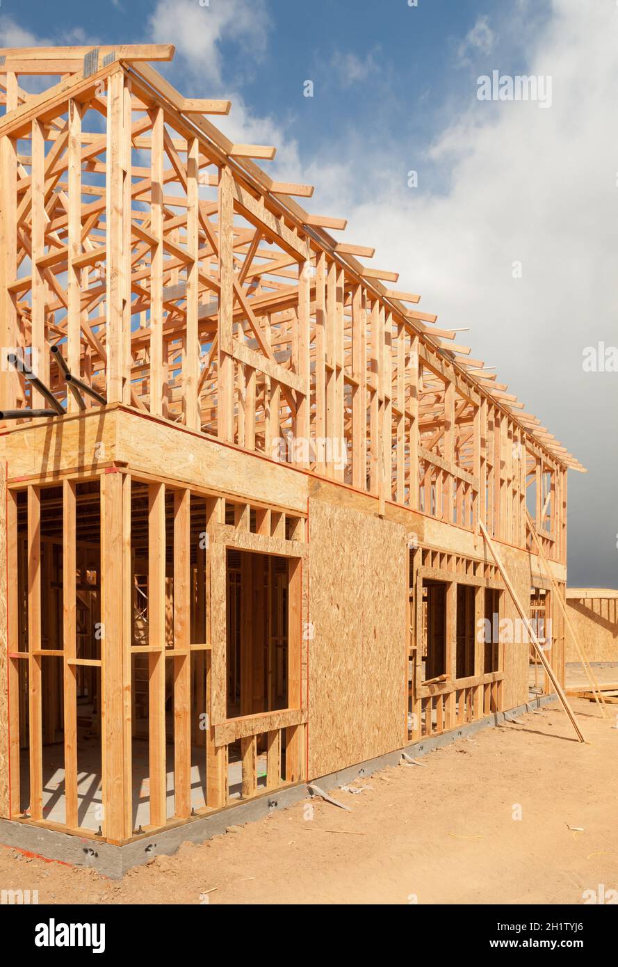 Wood Home Framing Abstract At Construction Site Stock Photo - Alamy