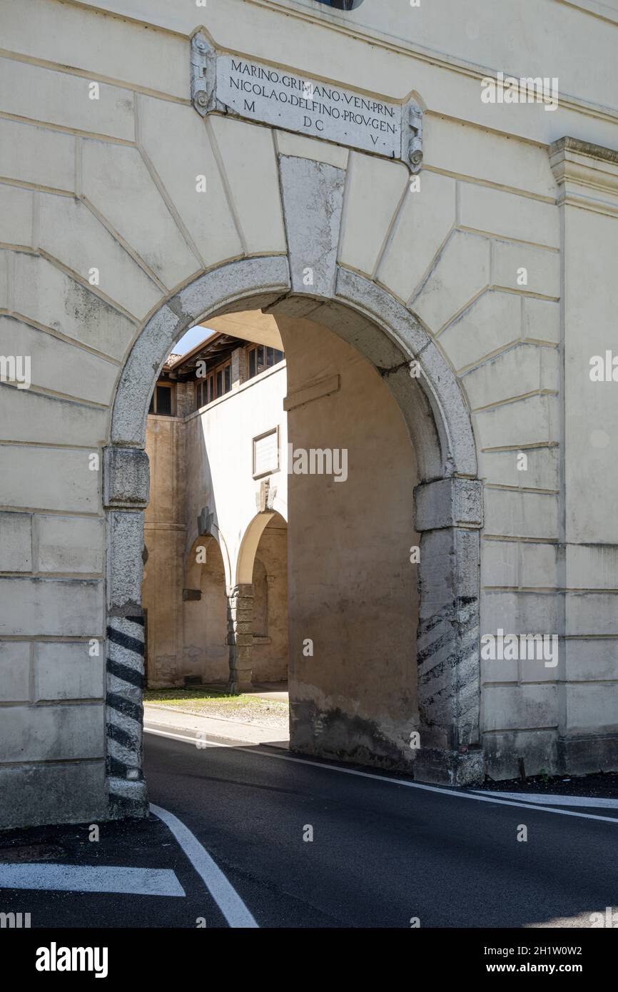 Palmanova, Italy. May 18, 2021.  The passage through the ancient Aquileia city gate Stock Photo