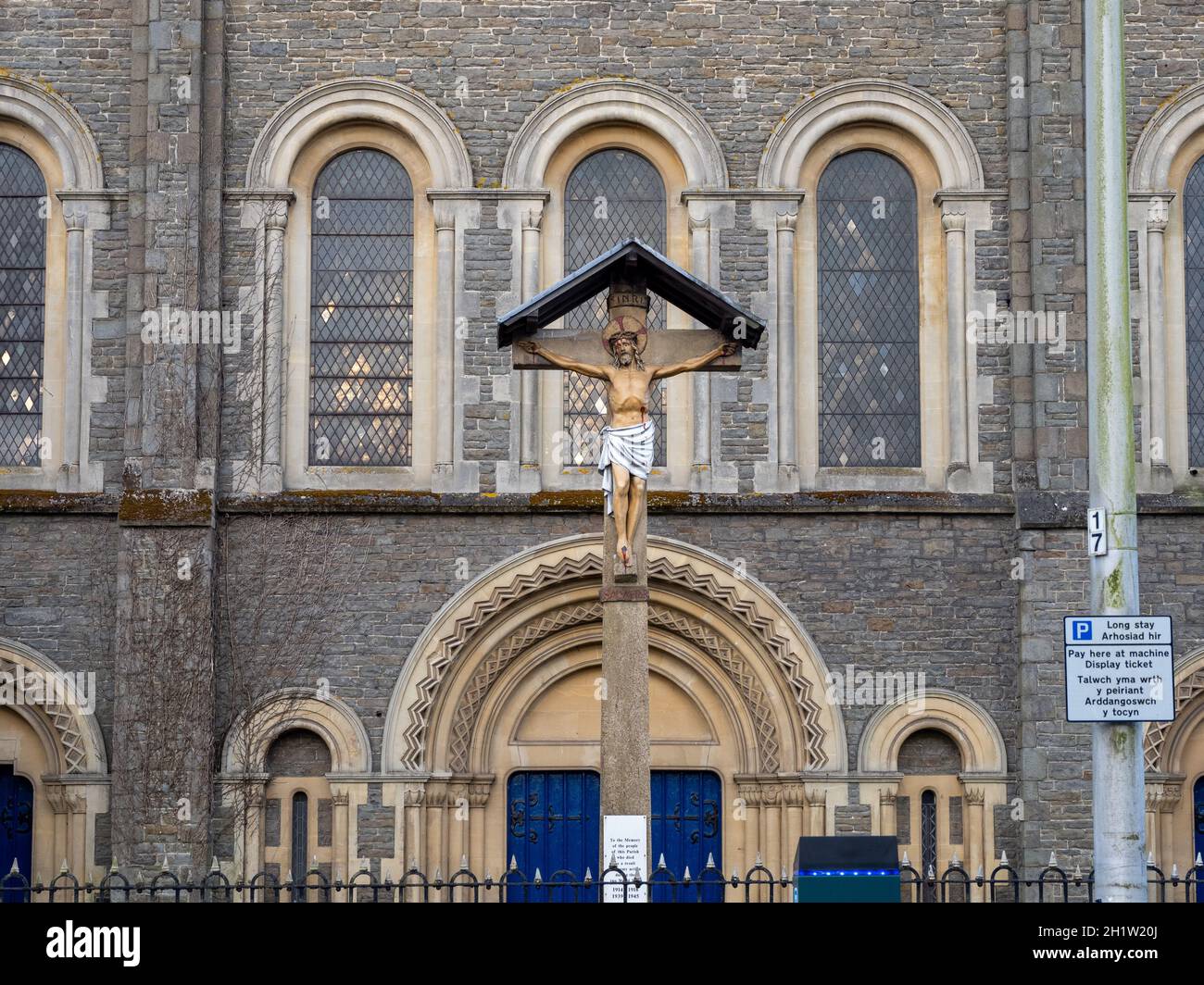 Facade of St Mary the Virgin Church – Welsh  Eglwys Fair - on Bute Street – Cardiff Stock Photo