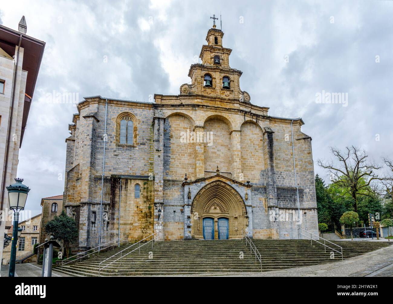 The Iglesia Santa Maria church in Gernika, a historic town in the province of Biscay (Bizkaya), Basque Country, Spain. Stock Photo