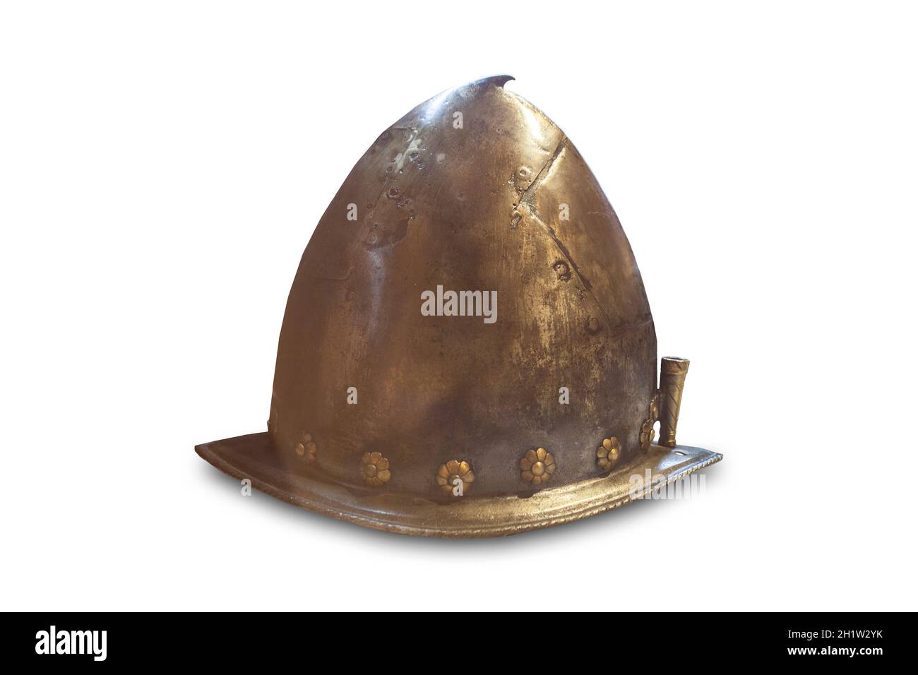 Spanish cabasset, 16h Century pointed helmet. Naval Museum of Madrid, Spain Stock Photo