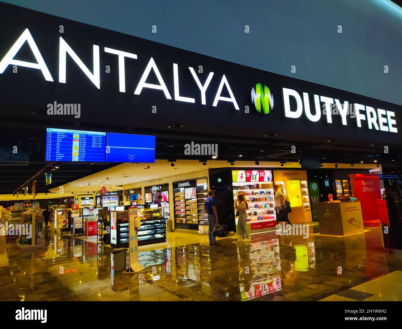 Antalya, Turkey May 11, 2021 People seen at a Duty free shop at