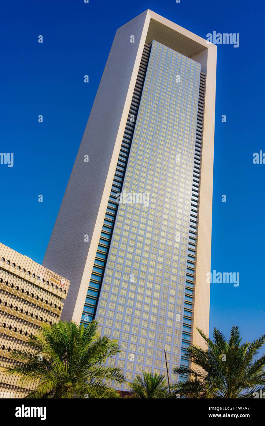 ABU DHABI, UNITED ARAB EMIRATES - FEB 10, 2019: Abu Dhabi National Oil Company (ADNOC) Headquarters Building, located at Corniche Road West and 18th S Stock Photo