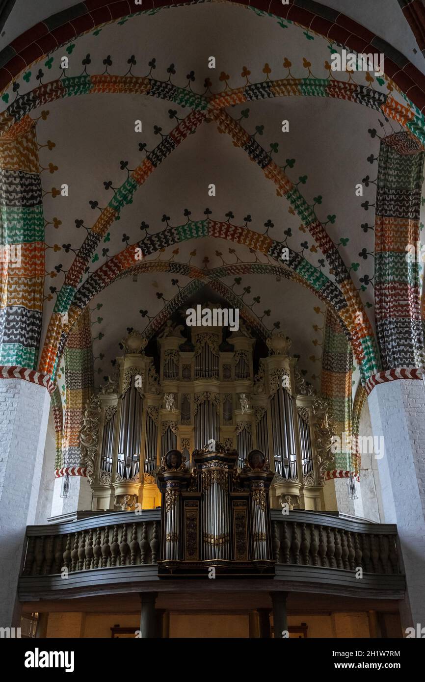 JUETERBOG, GERMANY - MAY 23, 2021: Interior of medieval St. Nikolai church. Juterbog is a historic town in north-eastern Germany, in the district of B Stock Photo