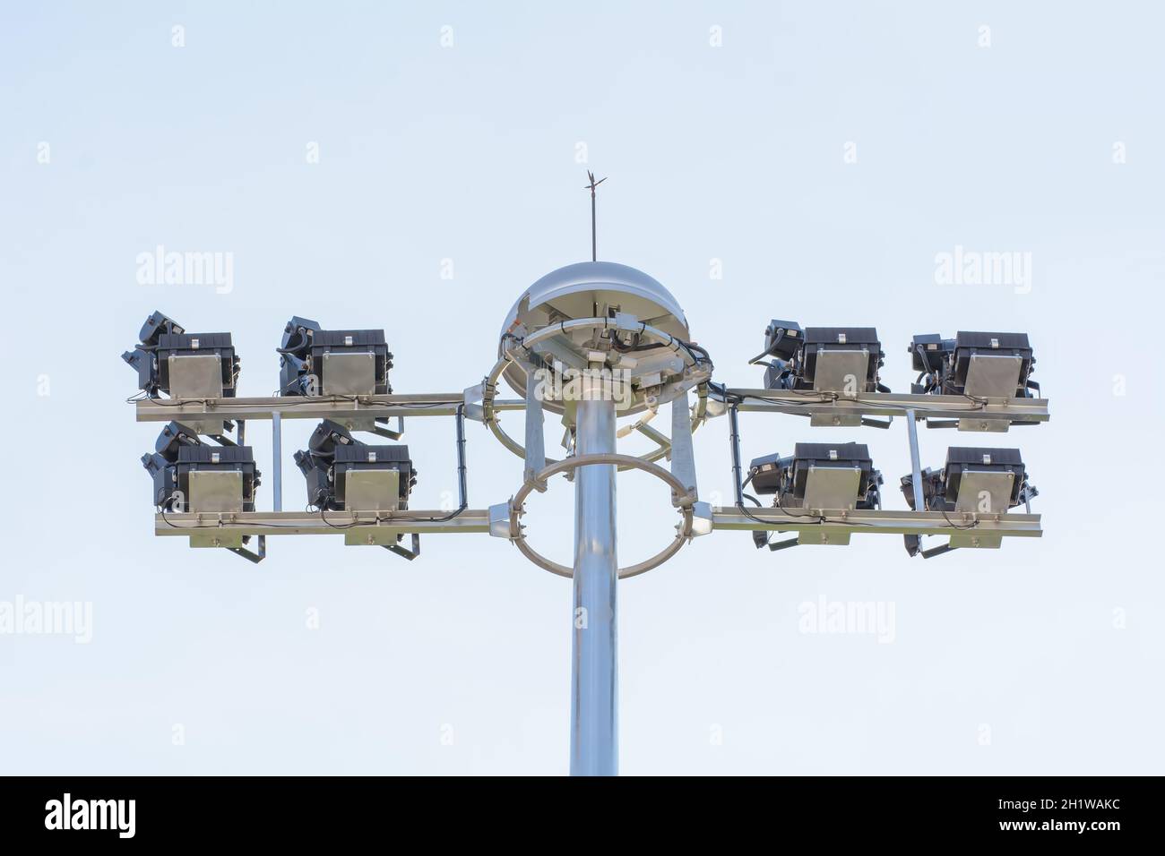 The pillar spotlights in the sky background Stock Photo Alamy