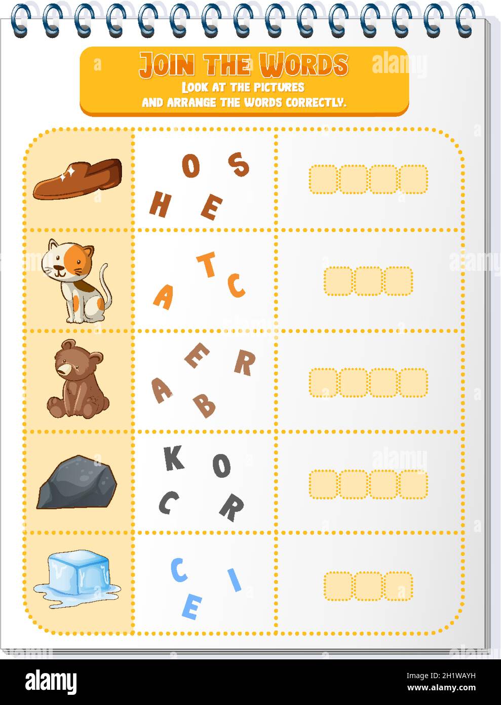 Spelling word game worksheet template illustration Stock Vector Image ...