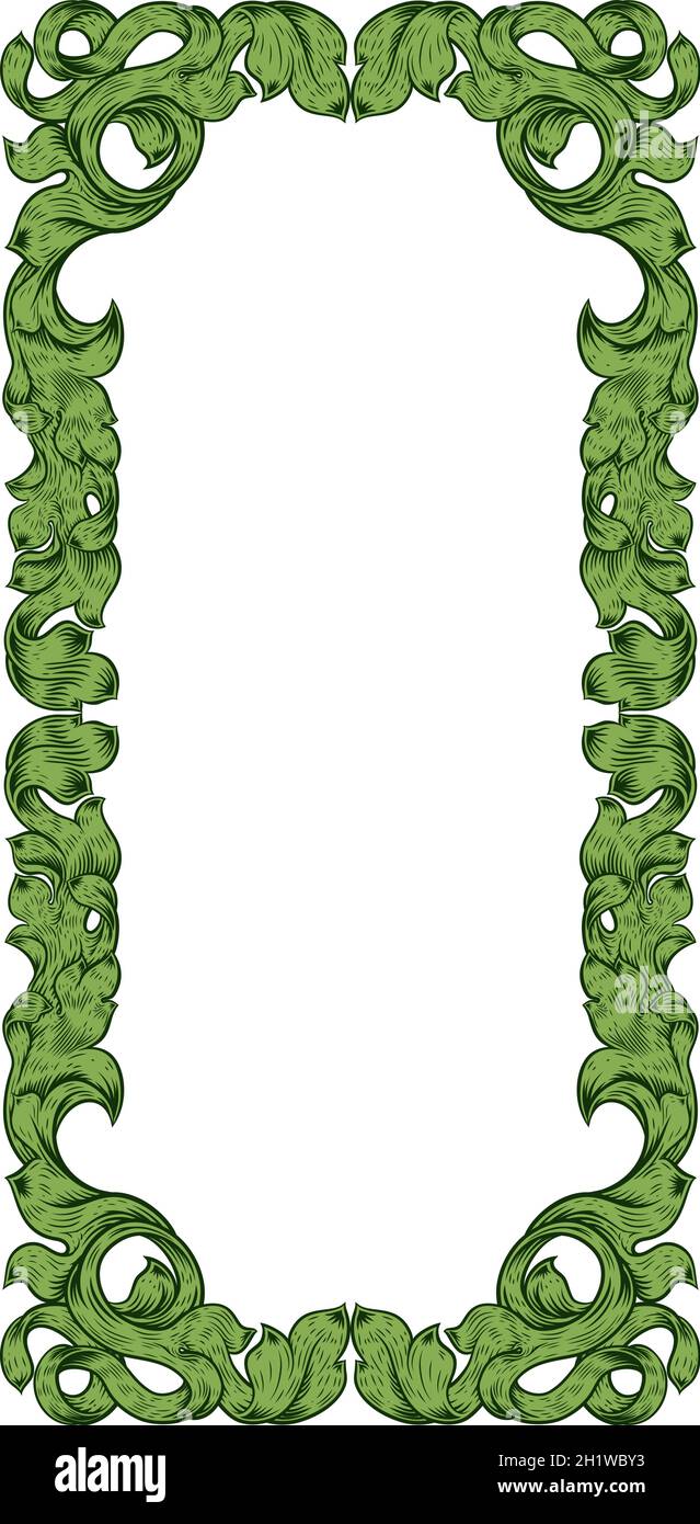 Filigree Heraldry Leaf Pattern Floral Border Frame Stock Vector