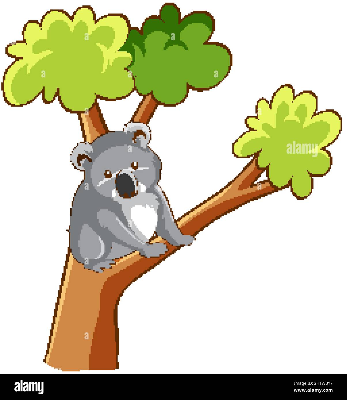 Koala bear on a tree on white background illustration Stock Vector ...