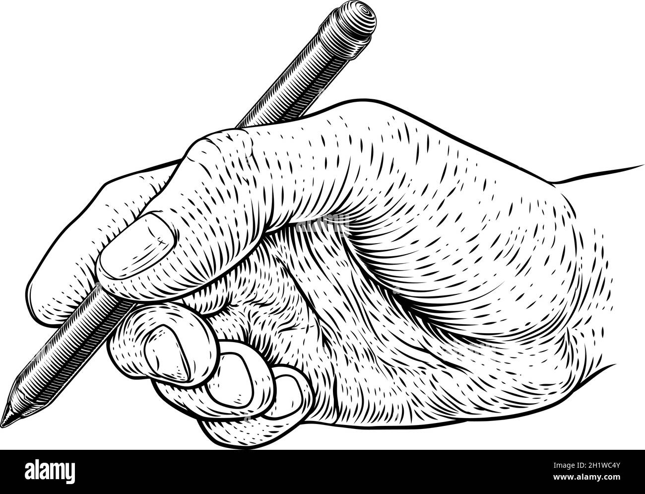 Pencil Hand Vintage Engraved Etched Woodcut Print Stock Vector Image ...