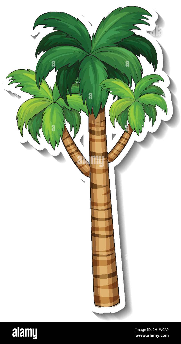 Palm tree sticker on white background illustration Stock Vector Image