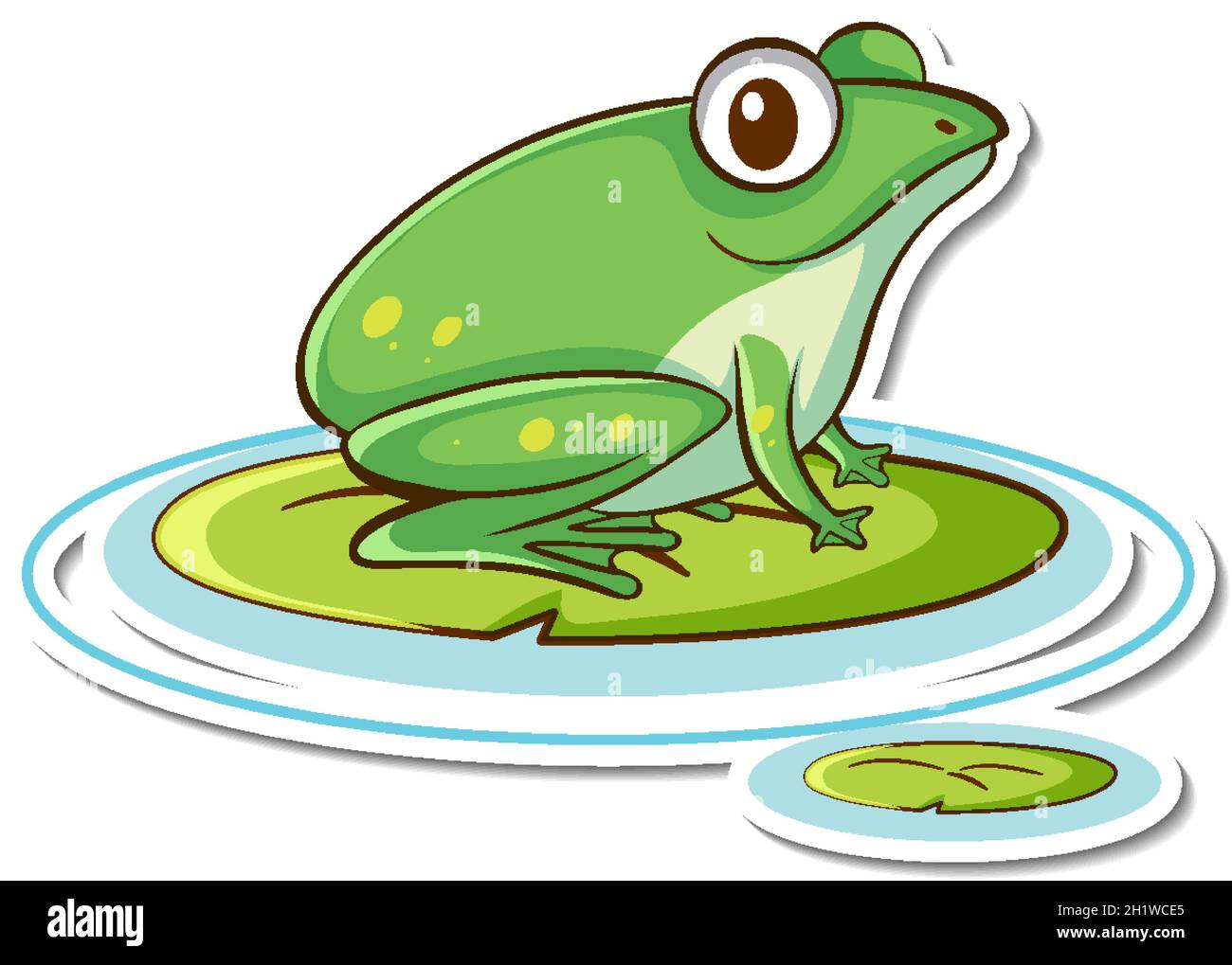 Sticker design with cute green frog isolated illustration Stock Vector ...