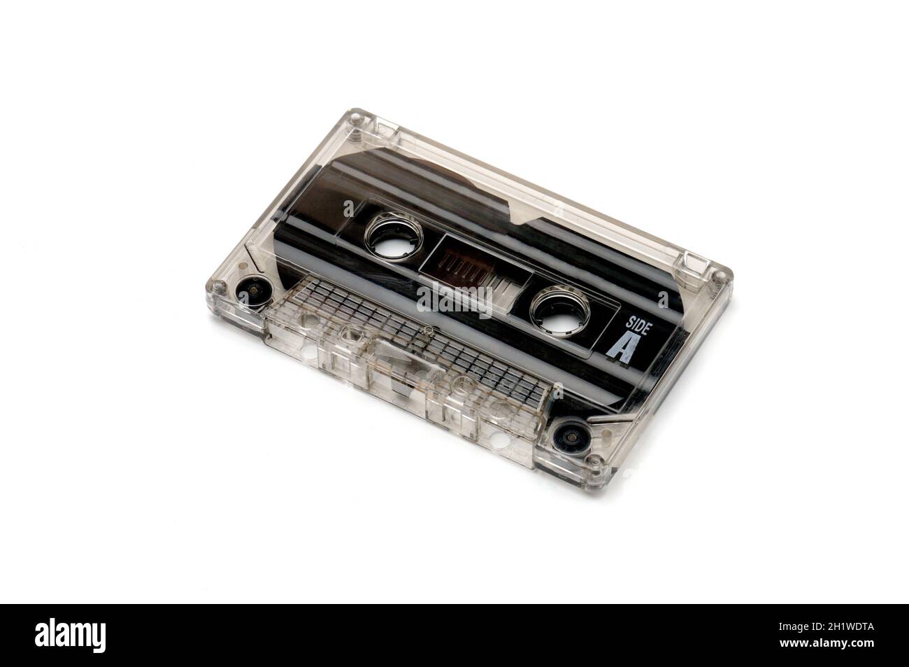Vintage compact audio tapes for magnetic recording on an isolated white ...