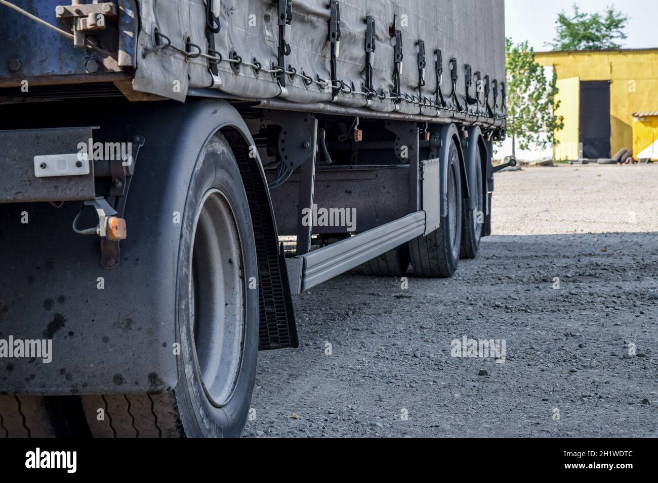 The wheels of the truck near. A large truck Stock Photo Alamy