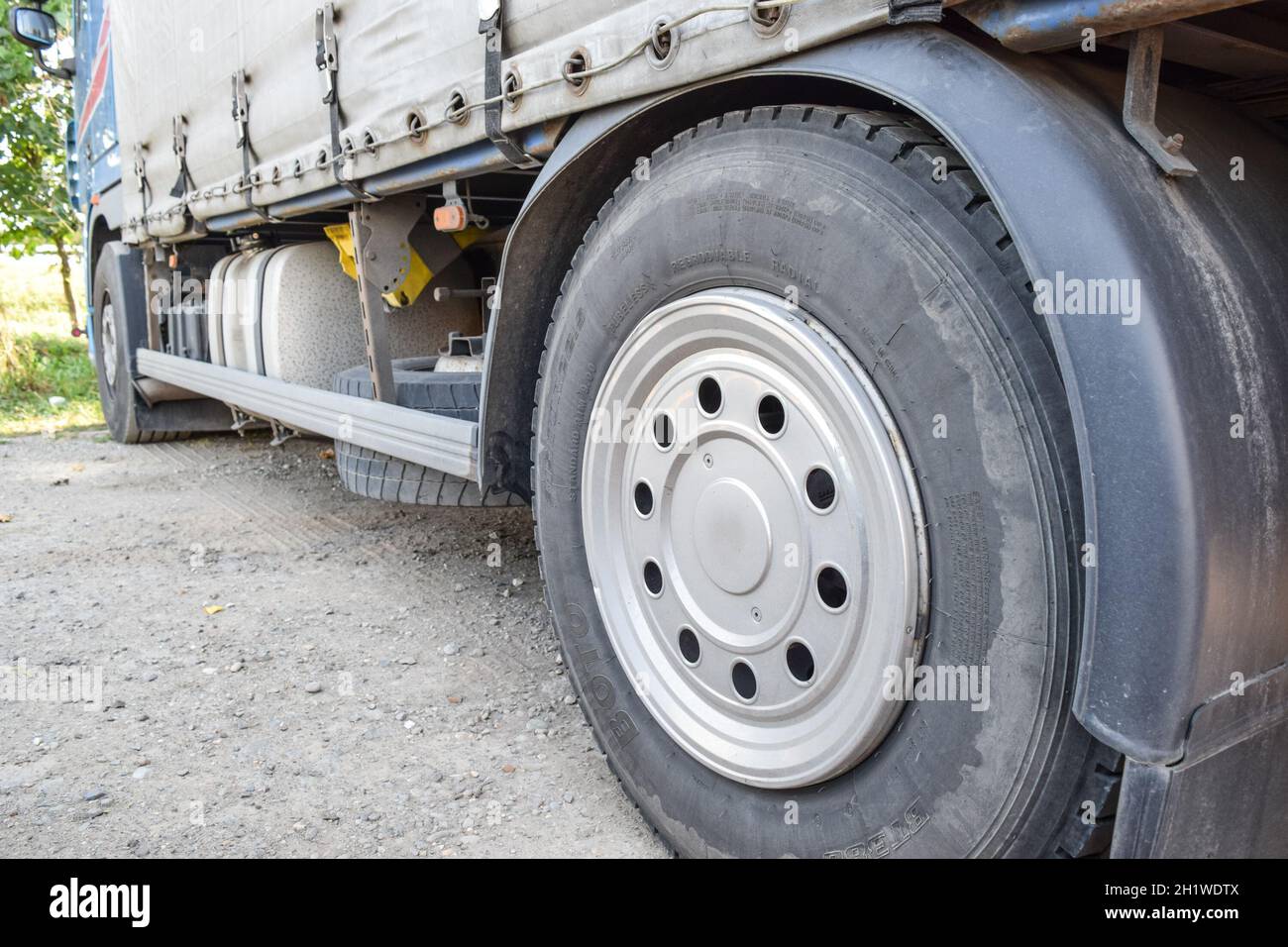 The wheels of the truck near. A large truck Stock Photo Alamy