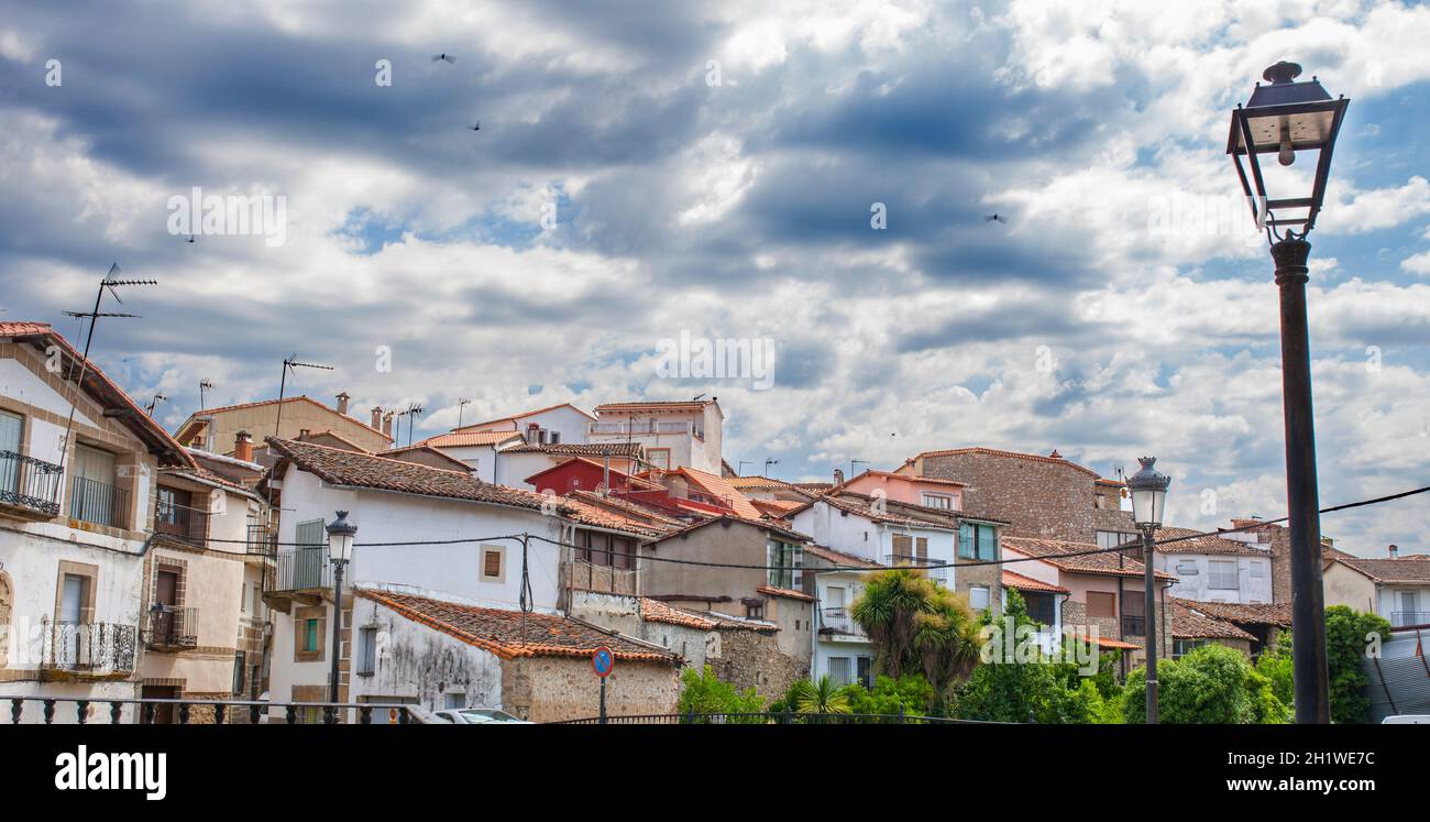 Acebo, beautiful little town in Sierra de Gata, Caceres, Extremadura, Spain. Panoramic view of hamlet Stock Photo