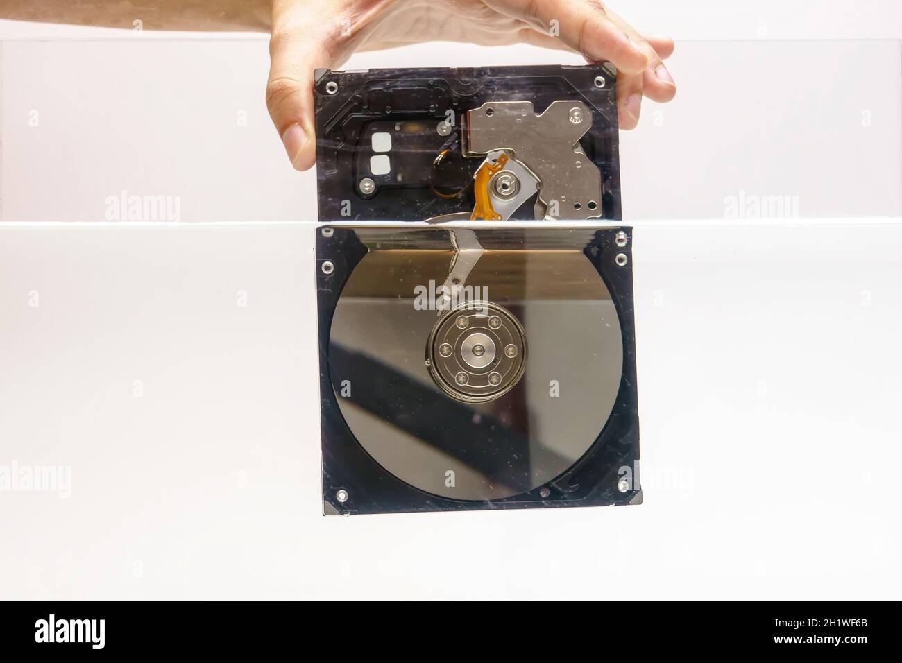 Put hard disk drive down in the water into cleaning Stock Photo Alamy