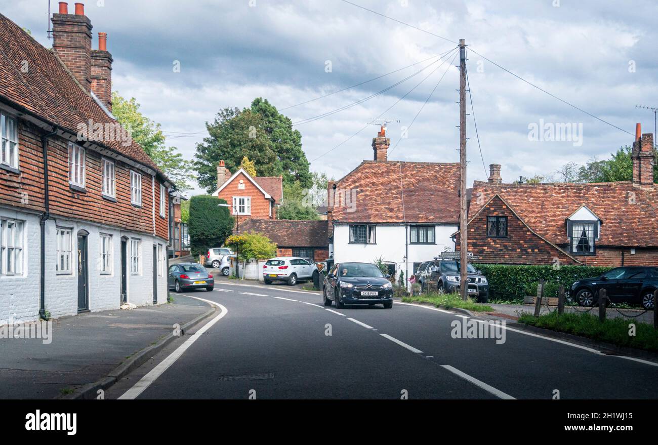 Street view of the village of Westerham, Kent, UK Stock Photo - Alamy