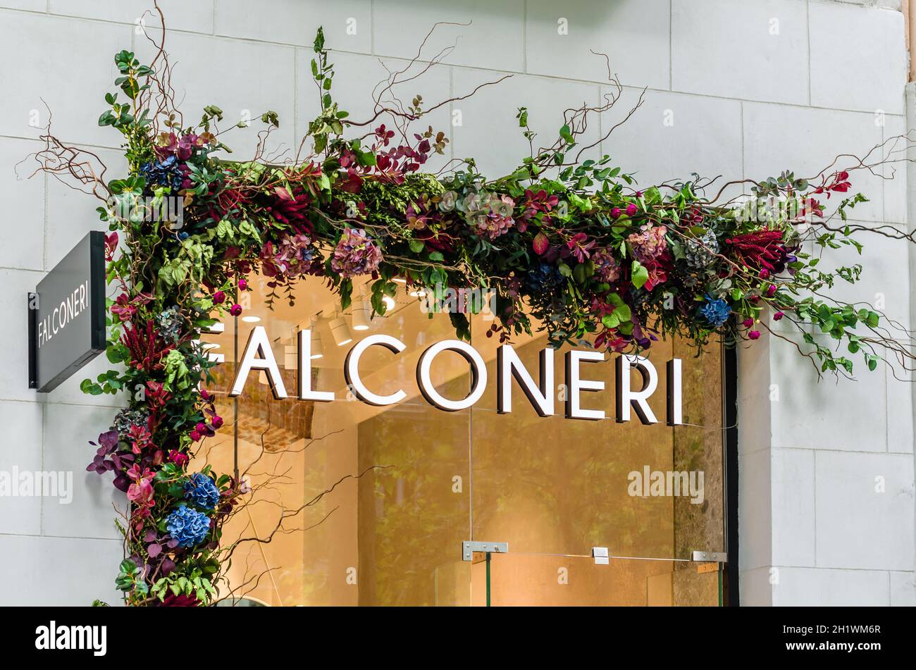 MADRID, SPAIN – MAY 12, 2021: Facade of a Falconeri store in Madrid, Spain. Stock Photo