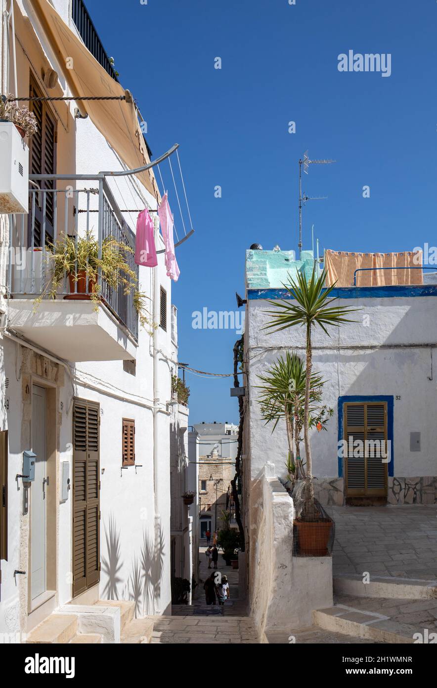 Polignano a Mare, Italy - September 17, 2019: The charming and romantic historic old town of Polignano a Mare, Apulia, southern Italy Stock Photo