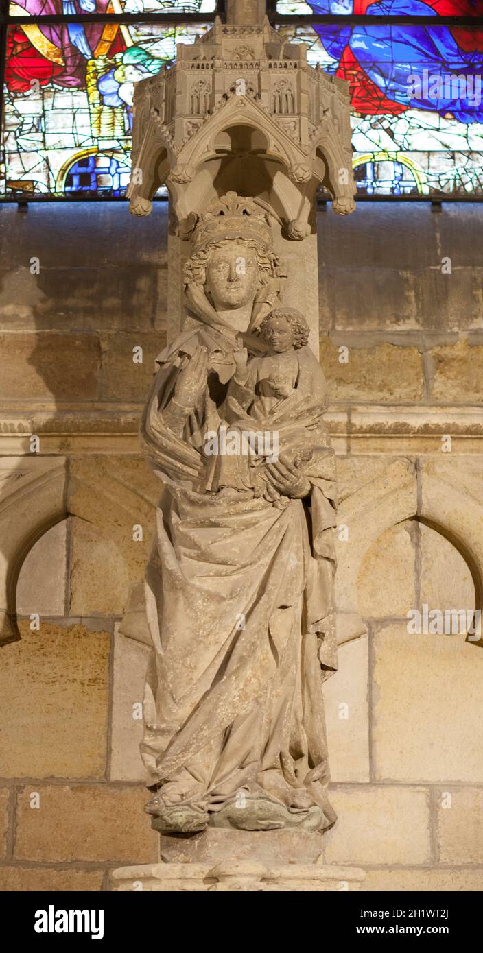 Leon, Spain - June 25th, 2019: Leon Cathedral indoor. White Virgin Mary sculpture. Spain Stock Photo