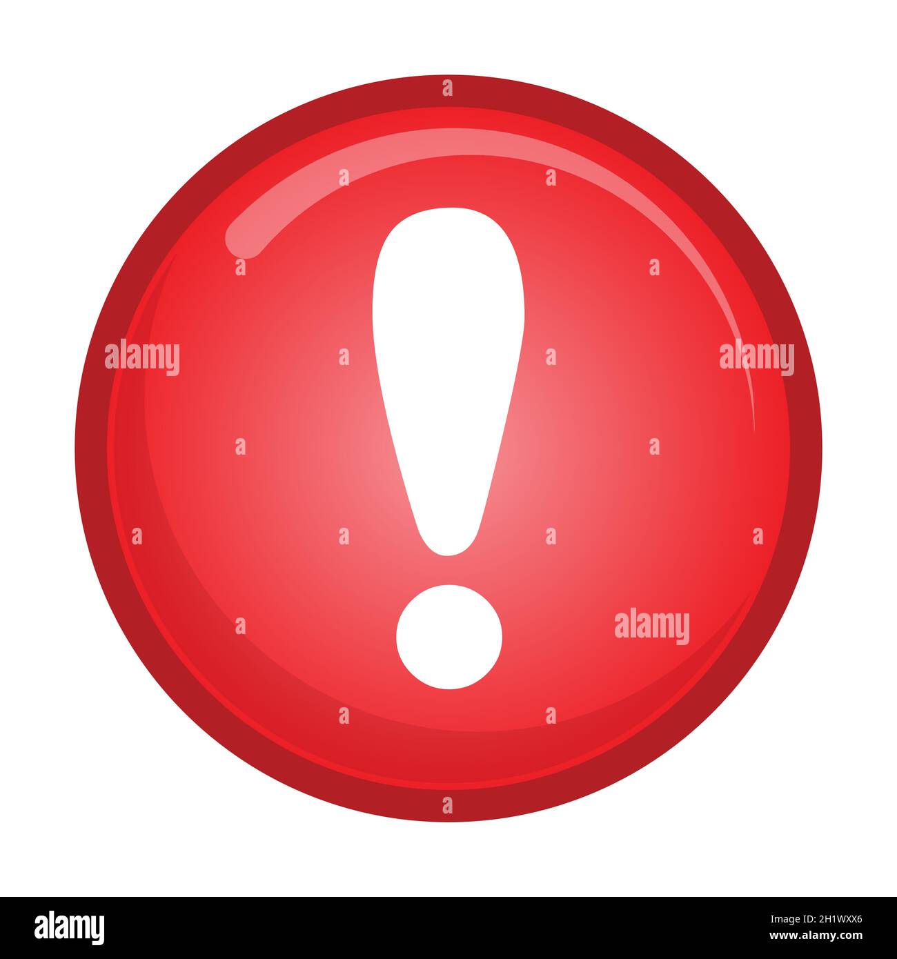 white exclamation mark on red circle button icon vector for graphic