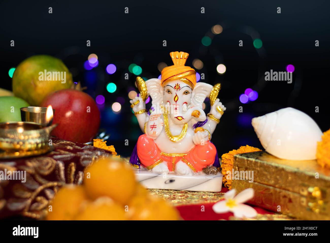 Closeup Of Hindu God Ganesha Ganpati Bappa Morya In Sitting Pose ...