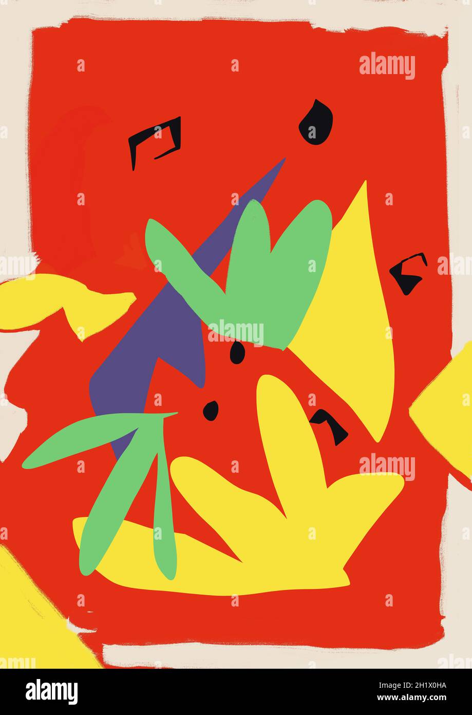 Reinterpretation and recreation of a famous cutout by Henri Matisse. modern collage, paper
