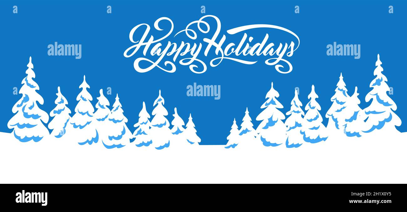 Winter landscape background with text Happy Holidays Stock Vector Image ...