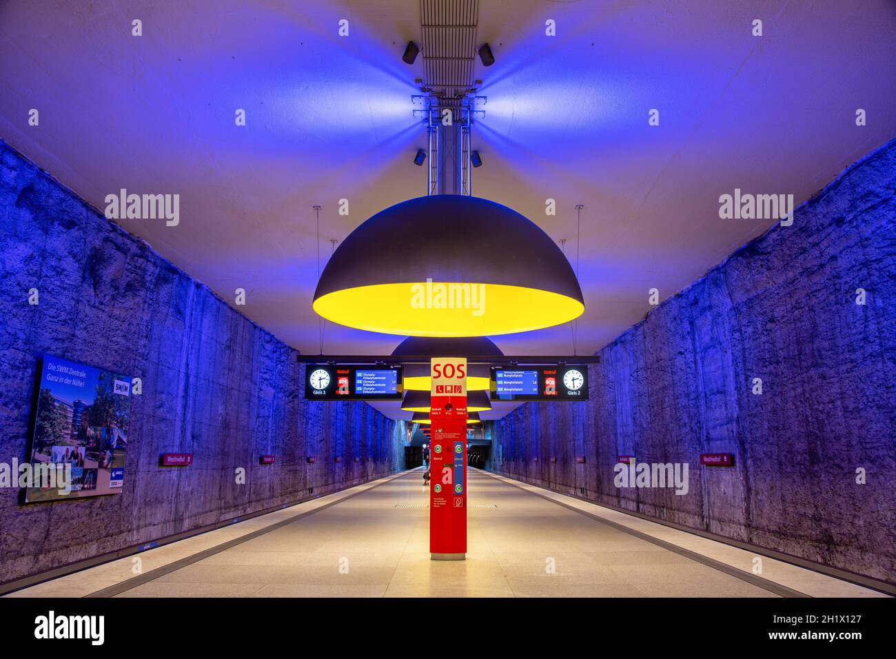 Munich, Germany - November 16, 2014: Metro Underground Station Westfriedhof in Munich, Germany. Stock Photo