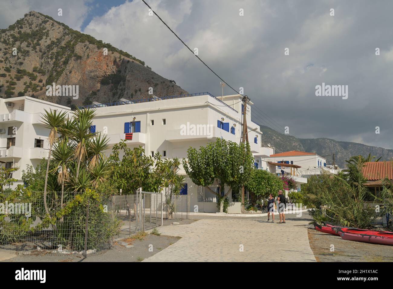 Hotels, Agia Roumeli, Kreta, Griechenland Stock Photo
