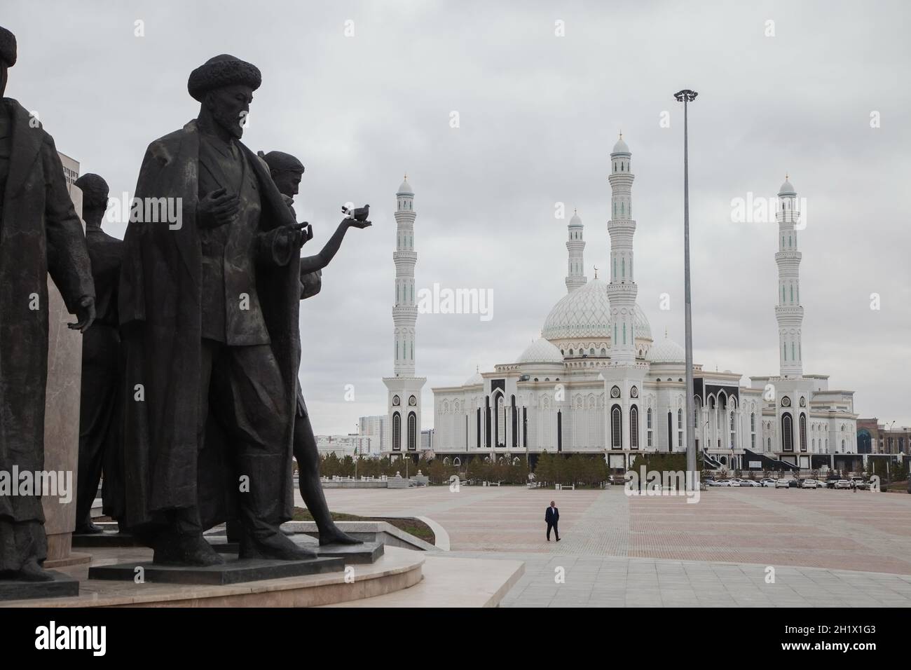 NUR SULTAN-KAZAKHSTAN - 04/28/2017: View of the Kazakh Eli Monument on Independence Square in Astana, the capital of Kazakhstan Stock Photo