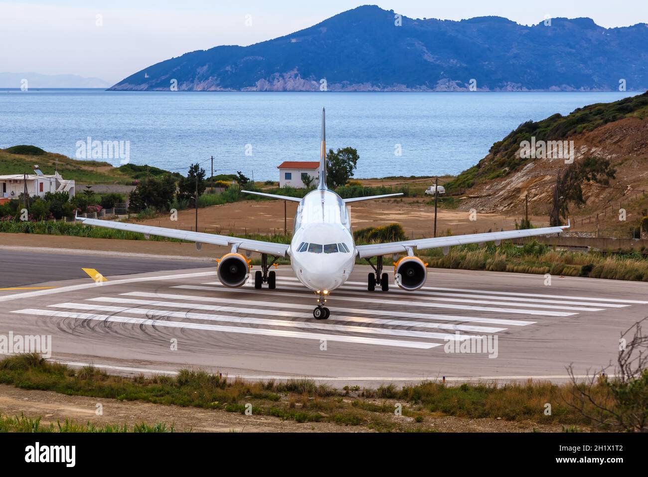 Skiathos, Greece - June 5, 2016: Thomas Cook Airlines Airbus A321 airplane at Skiathos airport (JSI) in Greece. Stock Photo