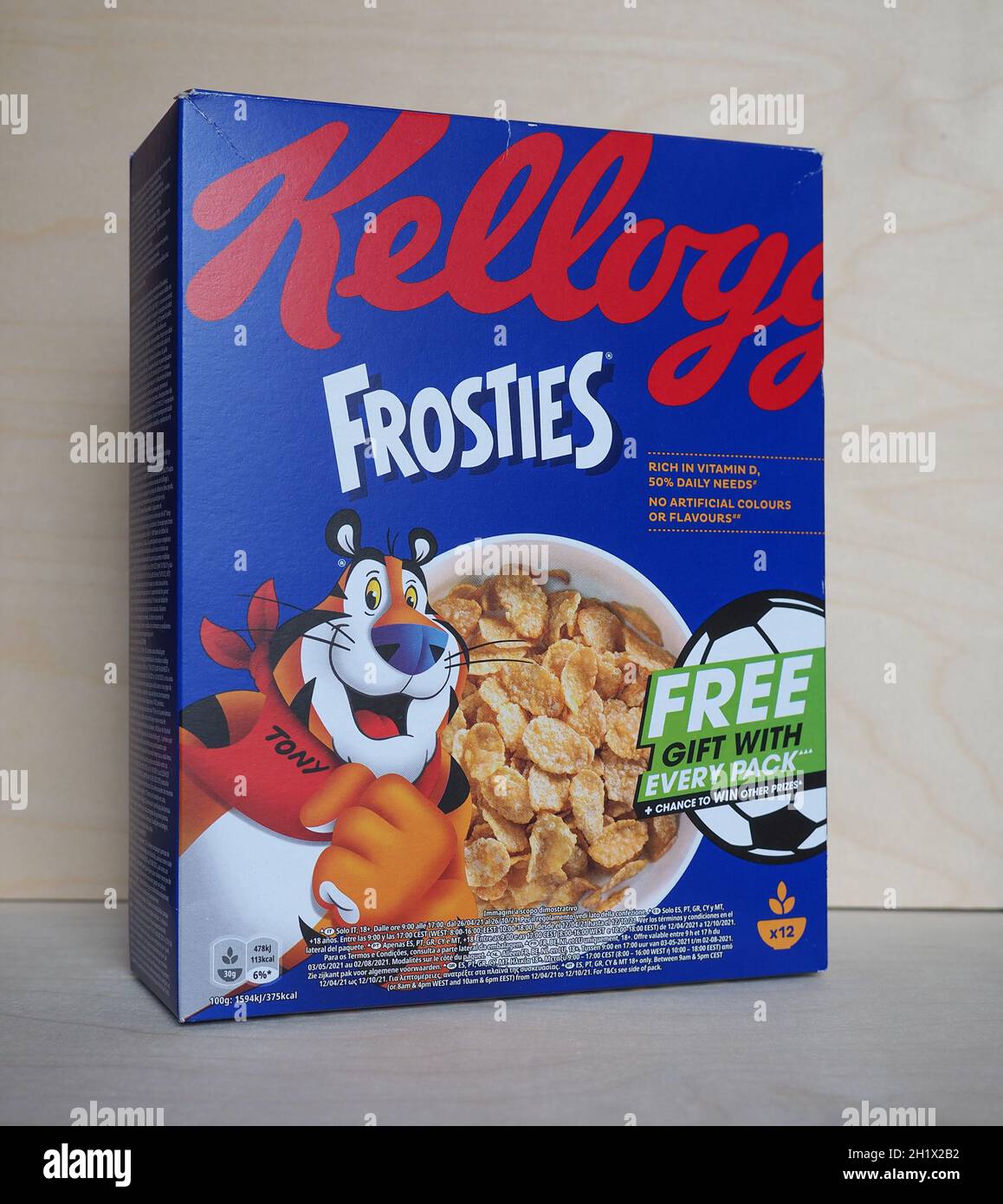 BATTLE CREEK, USA - CIRCA JULY 2021: Box of Kellogg's Frosties Stock Photo