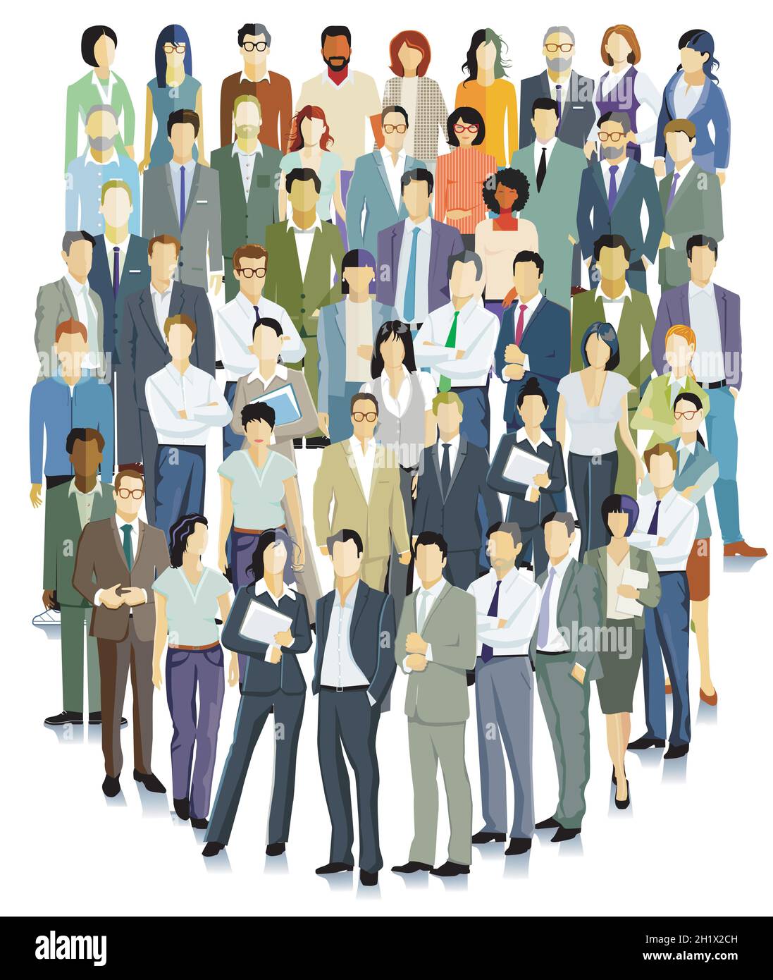 Business people standing together illustration, isolated on white background Stock Vector
