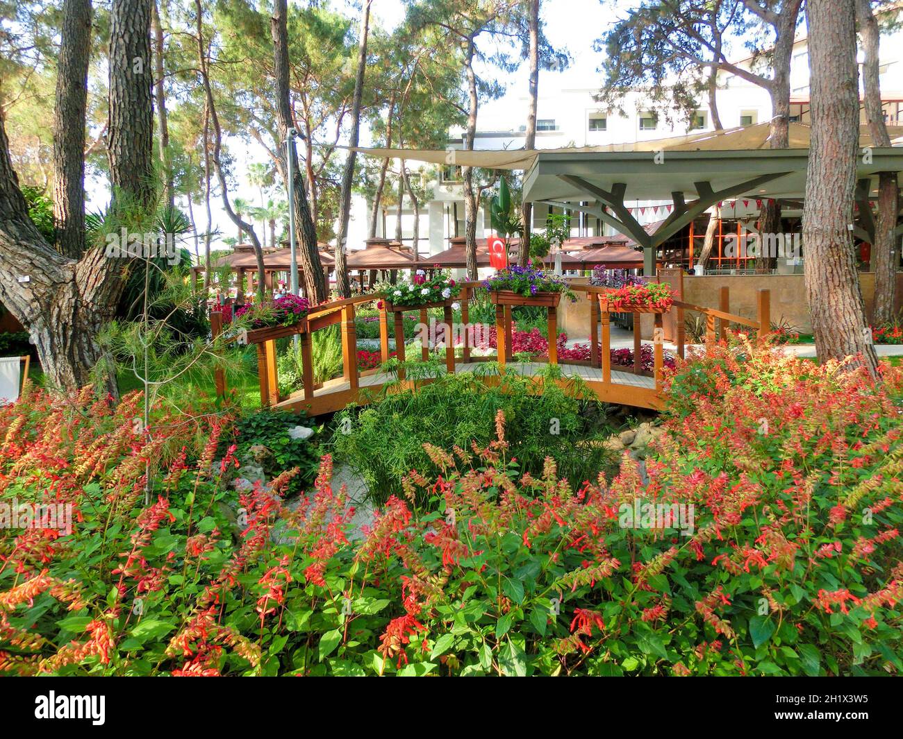 Goynuk, Antalya, Turkey - May 11, 2021: The outdoor buffet at Seven Seas Hotel Life Ultra All Inclusive and Kids Concept 5 star at Goynuk, Antalya, Tu Stock Photo