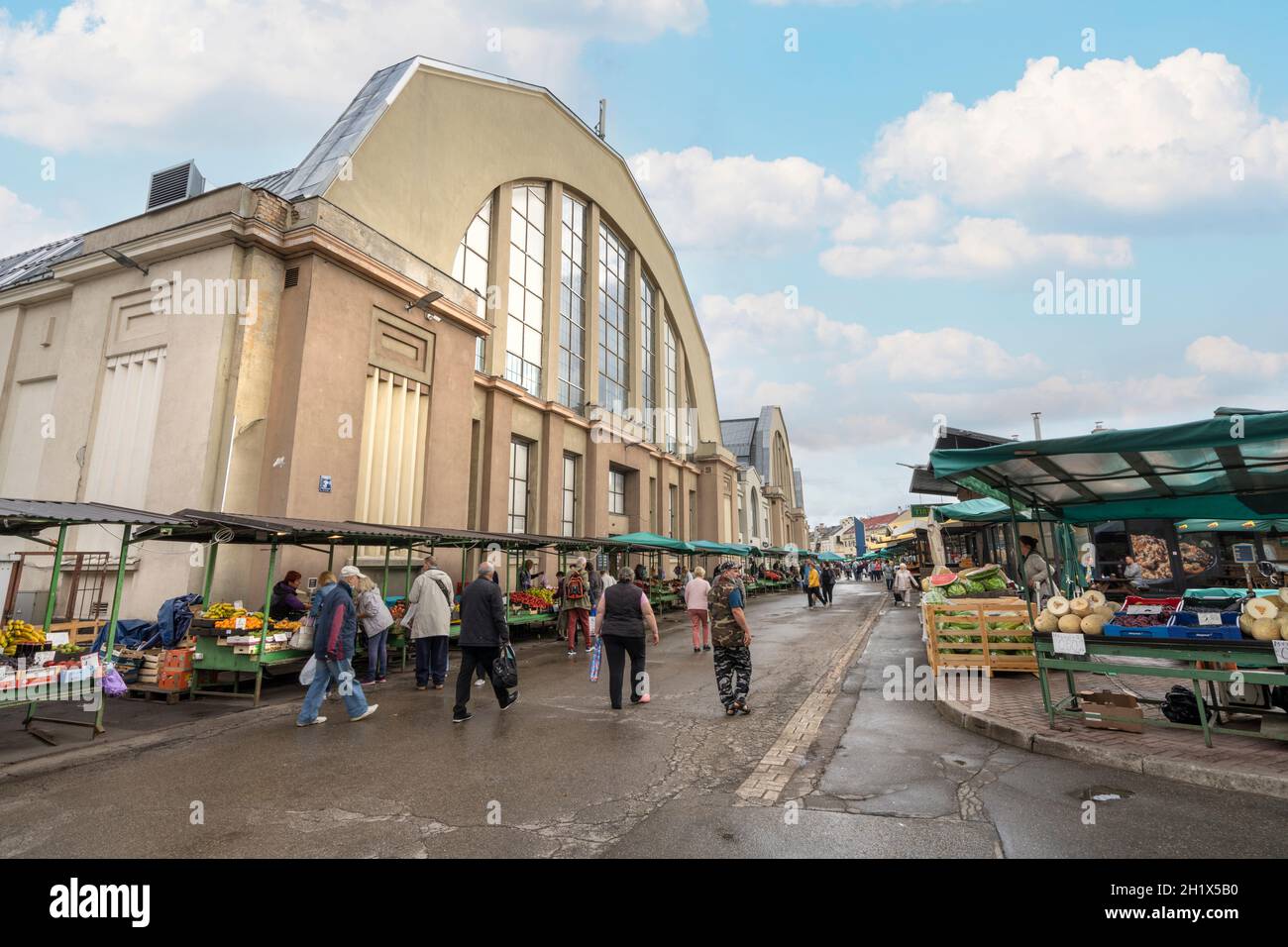 Riga, Latvia. August 2021. Exterior view of the central market in the ...