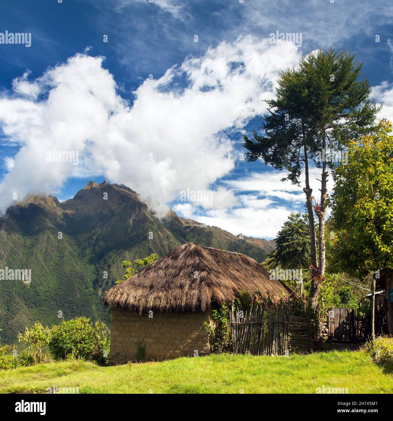 Beautiful House Home Building View From Choquequirao Trekking Trail   Beautiful House Home Building View From Choquequirao Trekking Trail Cuzco Area Machu Picchu Area Peruvian Andes 2H1X5M1 