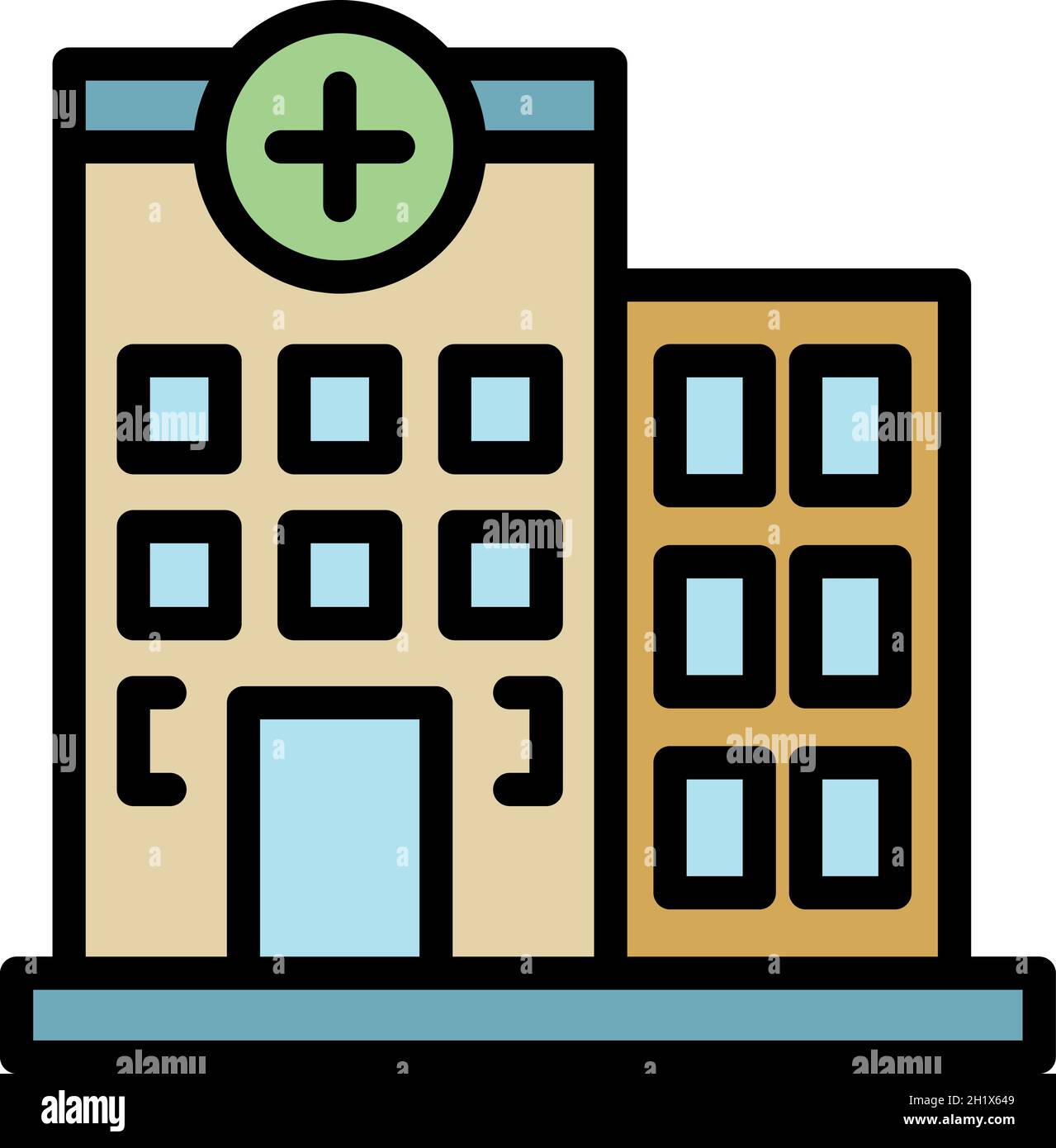 Hospital building icon. Outline hospital building vector icon color ...