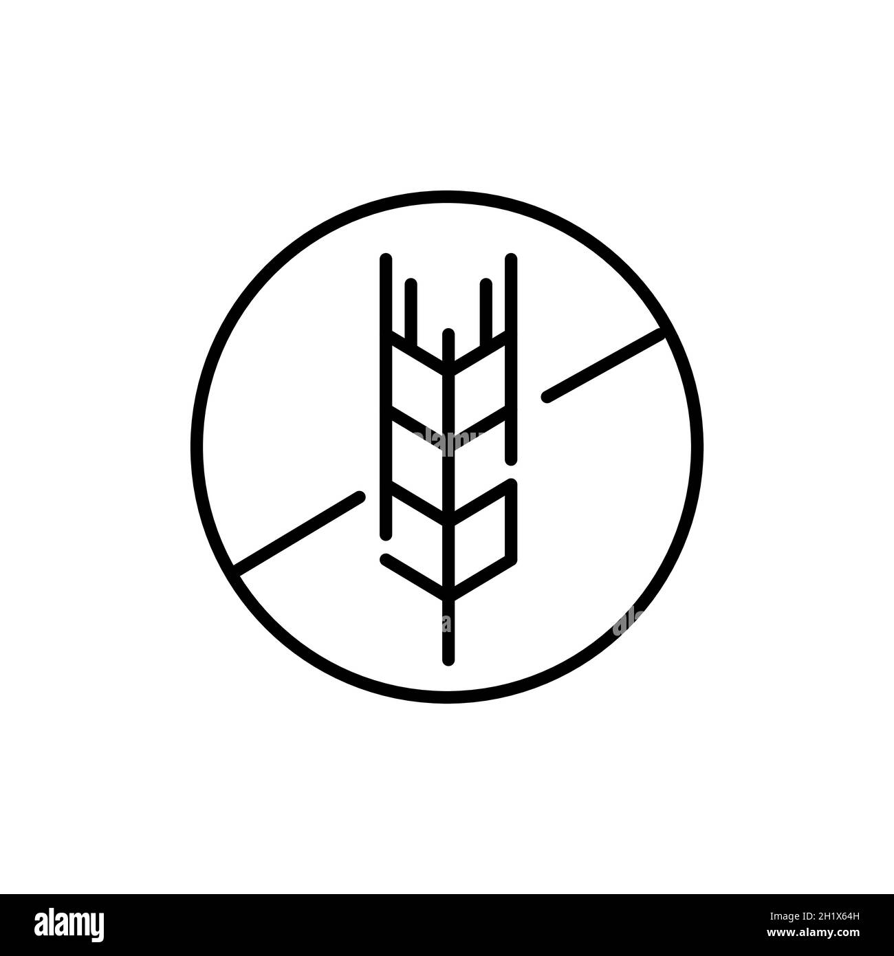 Gluten free food packaging symbol with grain crossed over. Pixel