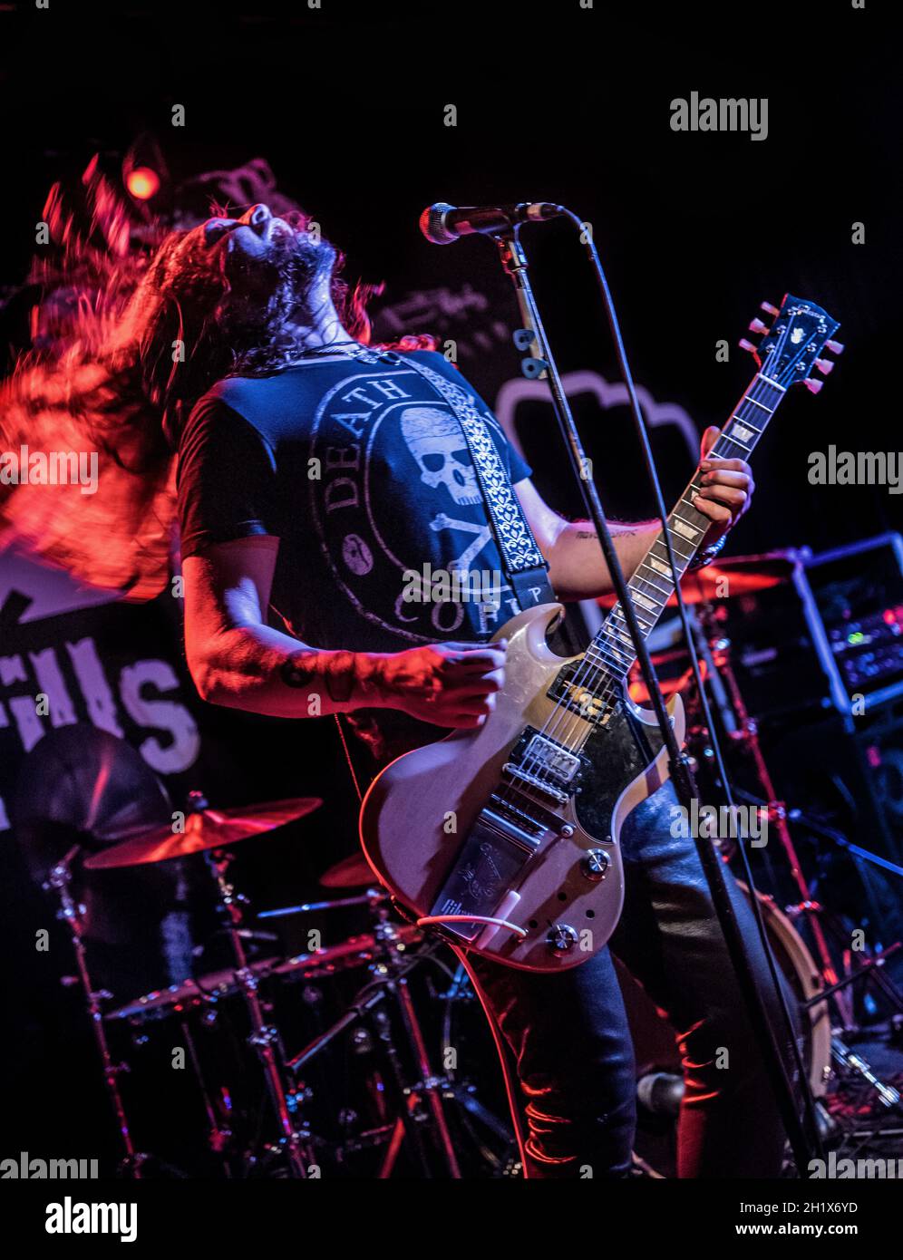 Phil X & The Drills live in concert at Birmingham O2 Academy 3, March 12th, 2020. Live music photography. Stock Photo