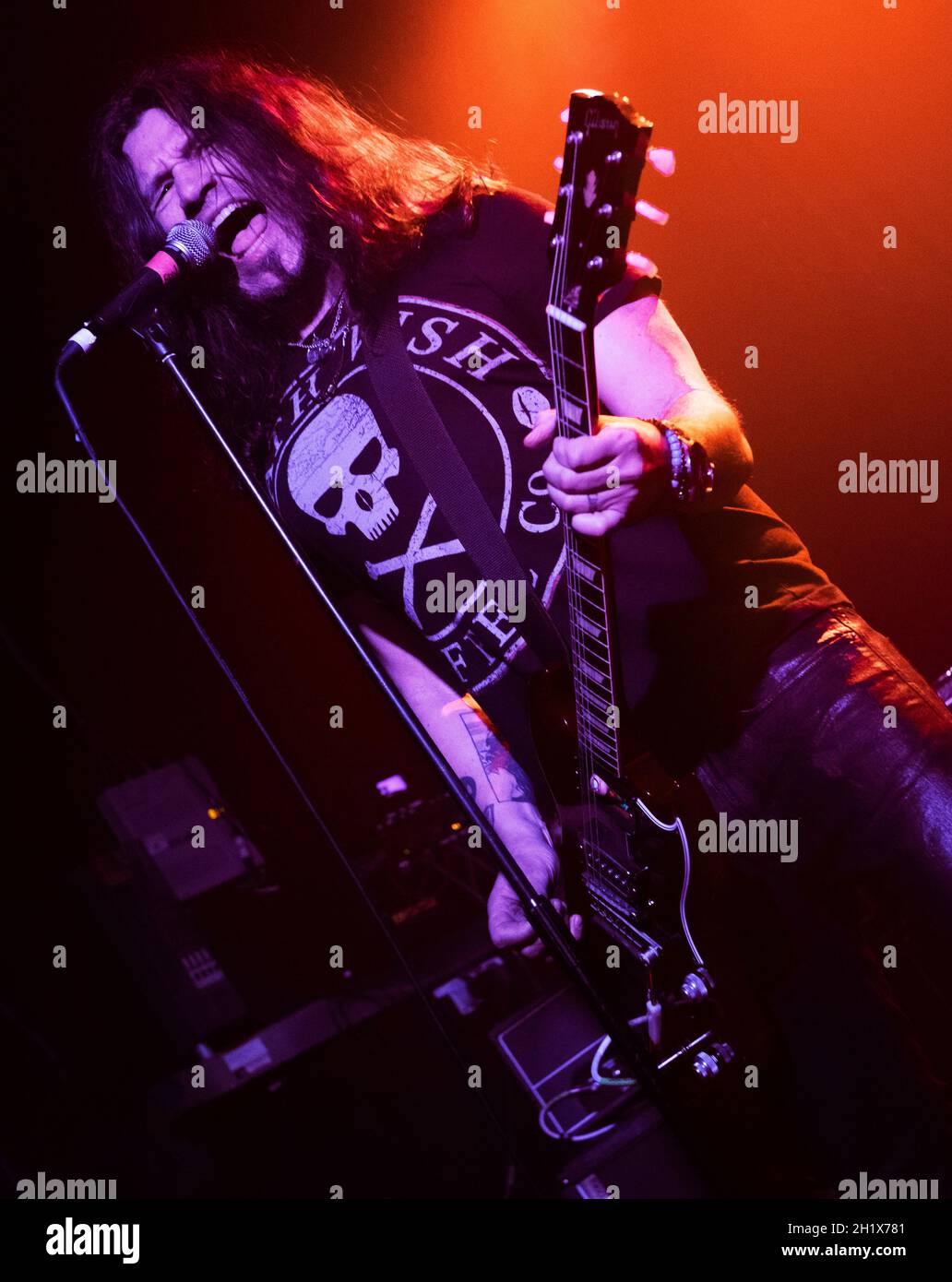 Phil X & The Drills live in concert at Birmingham O2 Academy 3, UK, March 12th, 2020. Live music photography. Stock Photo