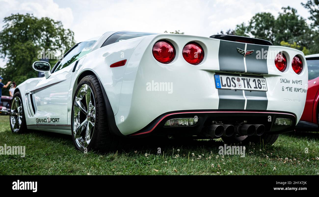 DIEDERSDORF, GERMANY - AUGUST 21, 2021: The sports car Chevrolet Corvette Grand Sport Convertible. Rear view. The exhibition of 'US Car Classics'. Stock Photo