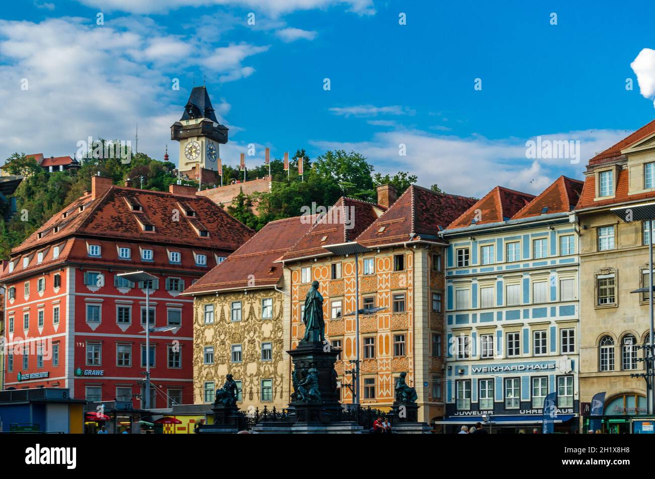 GRAZ, AUSTRIA - AUGUST 31, 2013: Urban scene, view of streets and ...