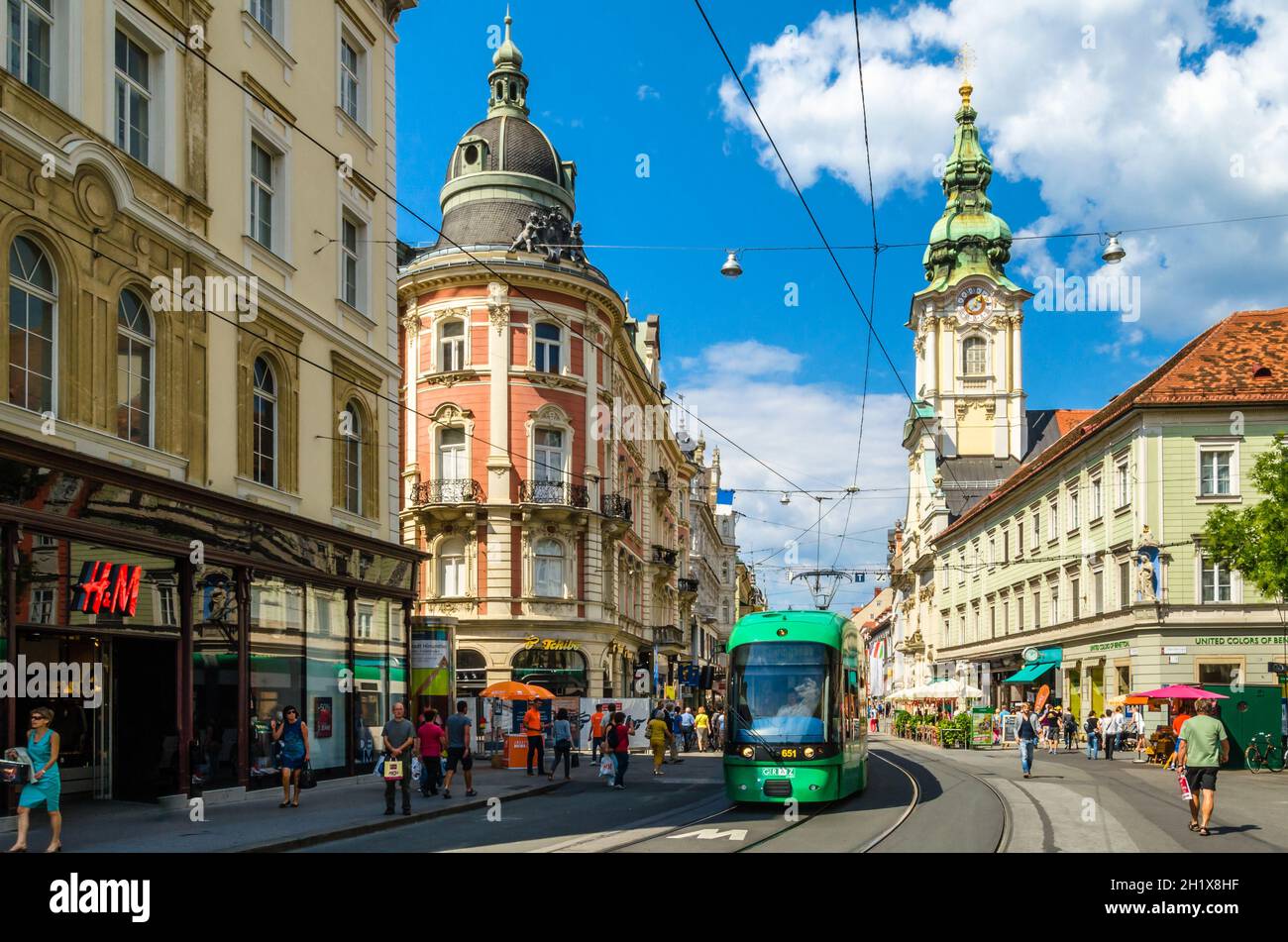 GRAZ, AUSTRIA - AUGUST 31, 2013: Urban scene, view of streets and ...
