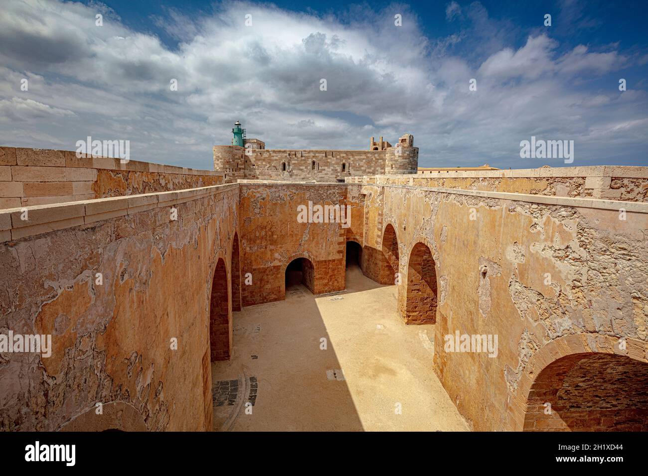 internal view of the Maniace castle in Syracuse. Italy. Stock Photo