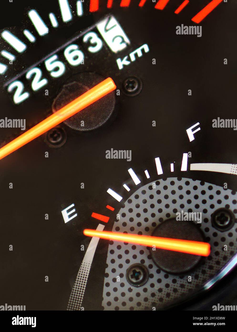 Close-up view of speedometer of a two wheeler Stock Photo